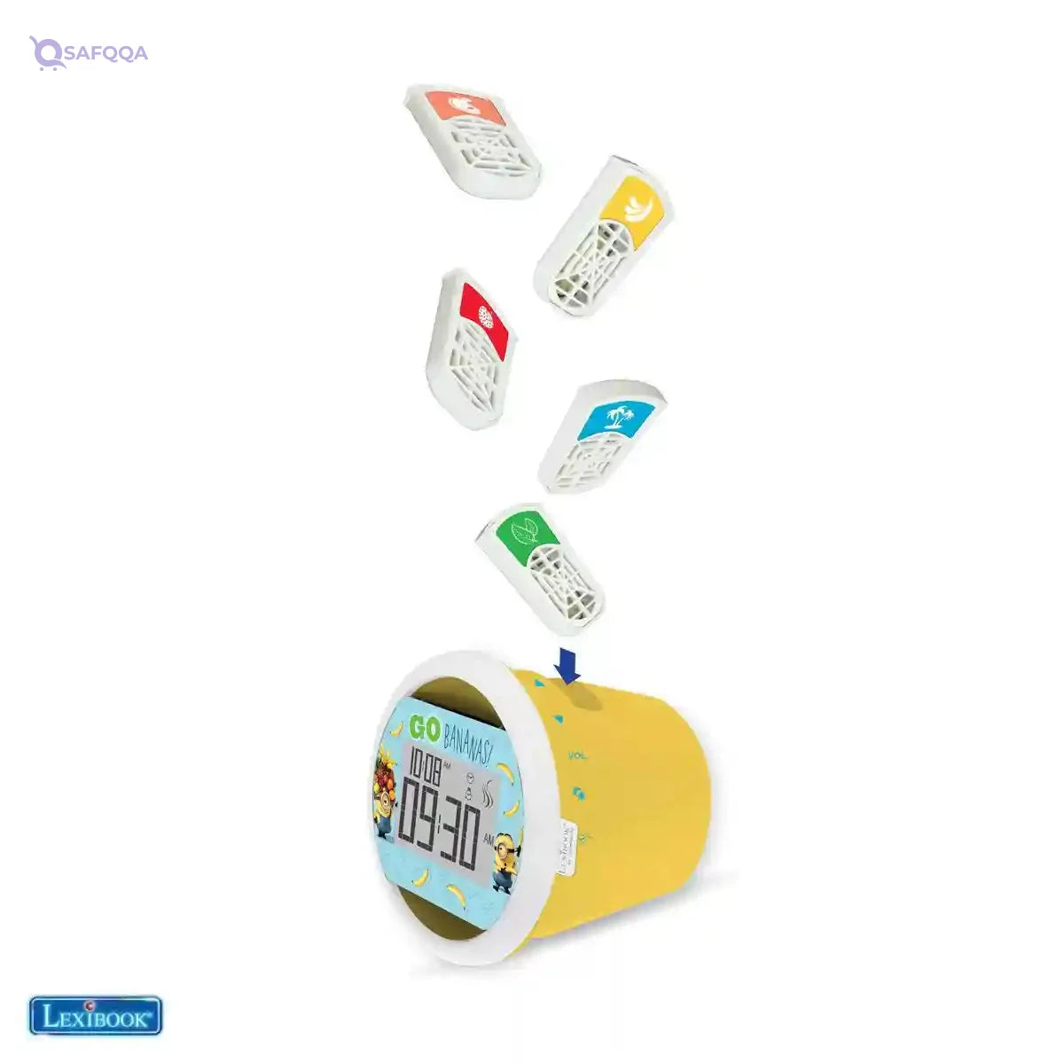 Lexibook by Sensorwake Universal Despicable Me Minions The Olfactory alarm clock, relaxing light, FM radio, battery operated or USB cable, yellow/blue, CS100DES - Safqqa Egypt