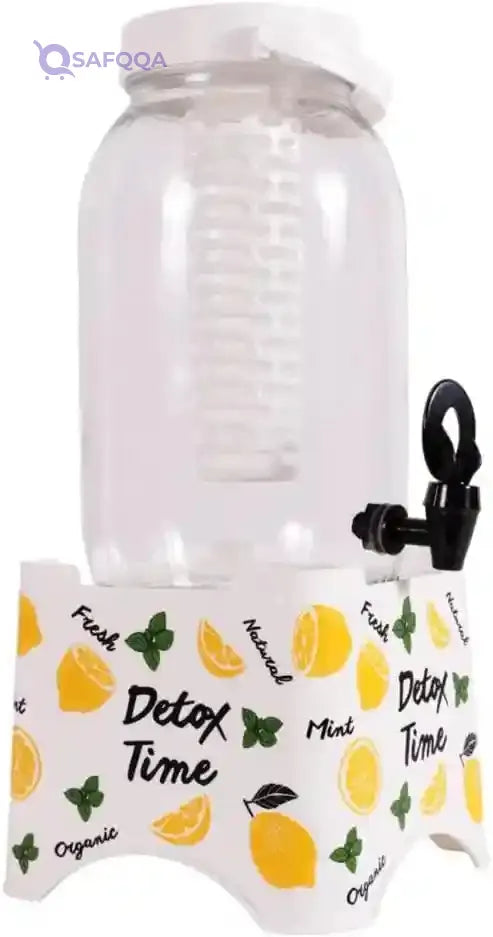 Herevin Beverage Dispenser with Stand with Infuser, 5 Liter Capacity, White - Safqqa