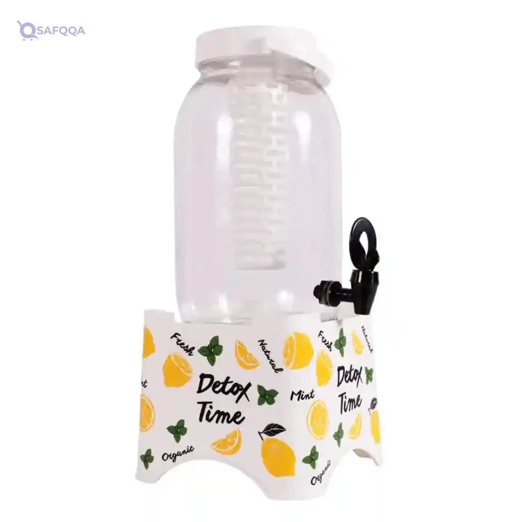 Herevin Beverage Dispenser with Stand with Infuser, 5 Liter Capacity, White - Safqqa