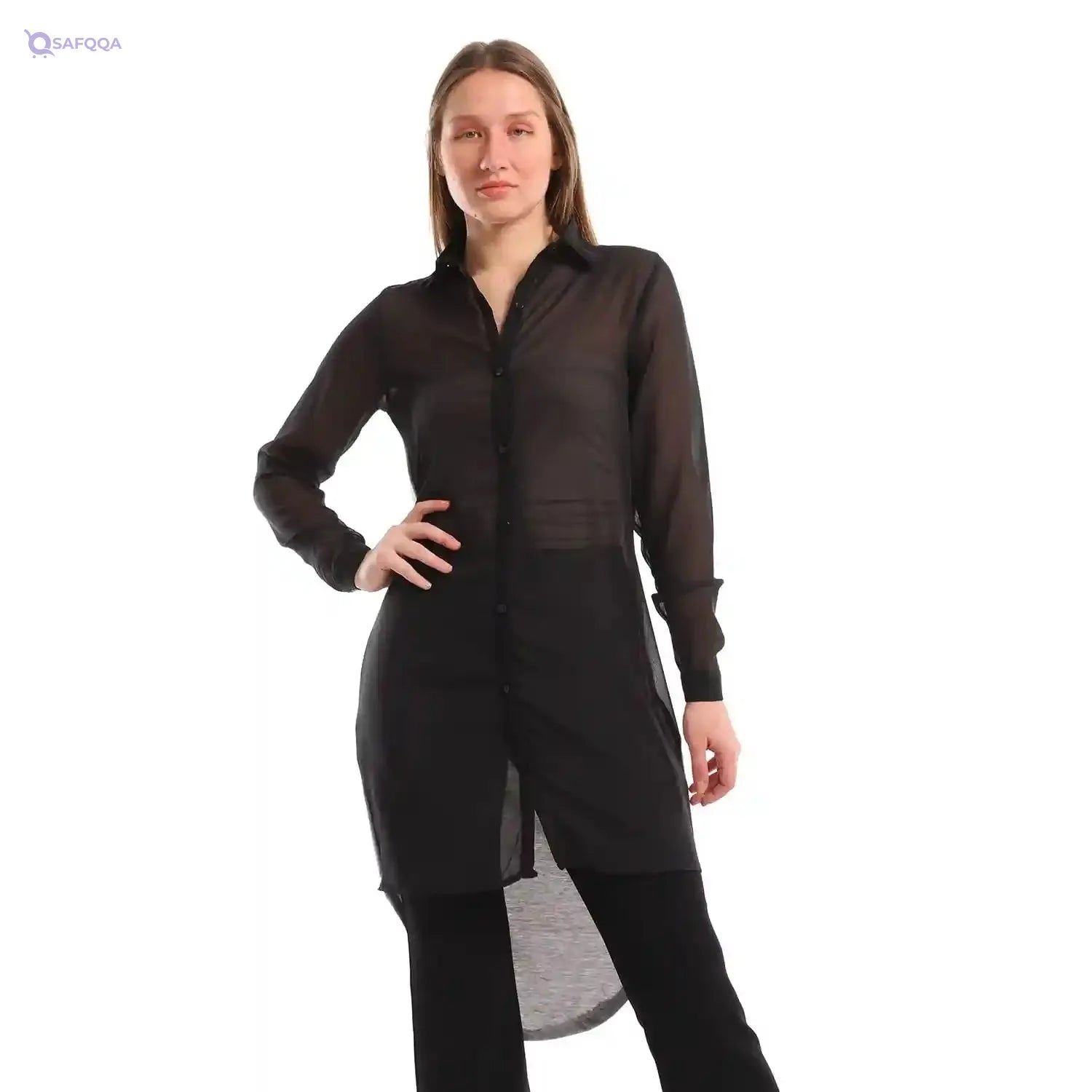 JAMILA Women High Low Buttoned Down Shirt - Safqqa Egypt