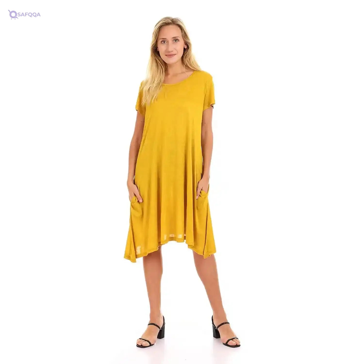 JAMILA Women Self Patterned Loose Short Dress DRESS - Safqqa Egypt