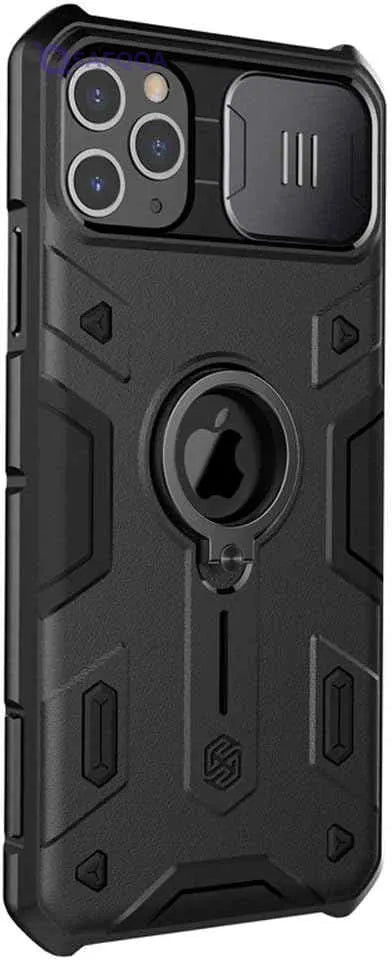 Nillkin iPhone 11 Pro Case Slide Camera Protection Case for iPhone 11 Pro Cover Ring Stand Holder (Black) - Safqqa