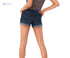 AeroPostale Rolled-Hem Dark-Wash Mid-Rise Ripped-Pockets Whiskered Denim Shorts for Women - Safqqa
