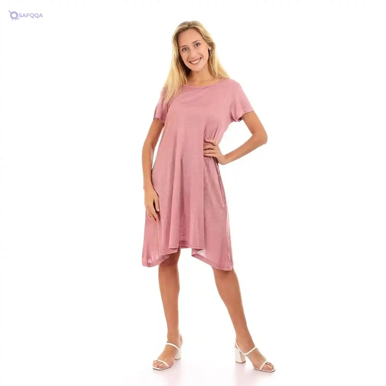 JAMILA Women Self Patterned Loose Short Dress DRESS - Safqqa Egypt