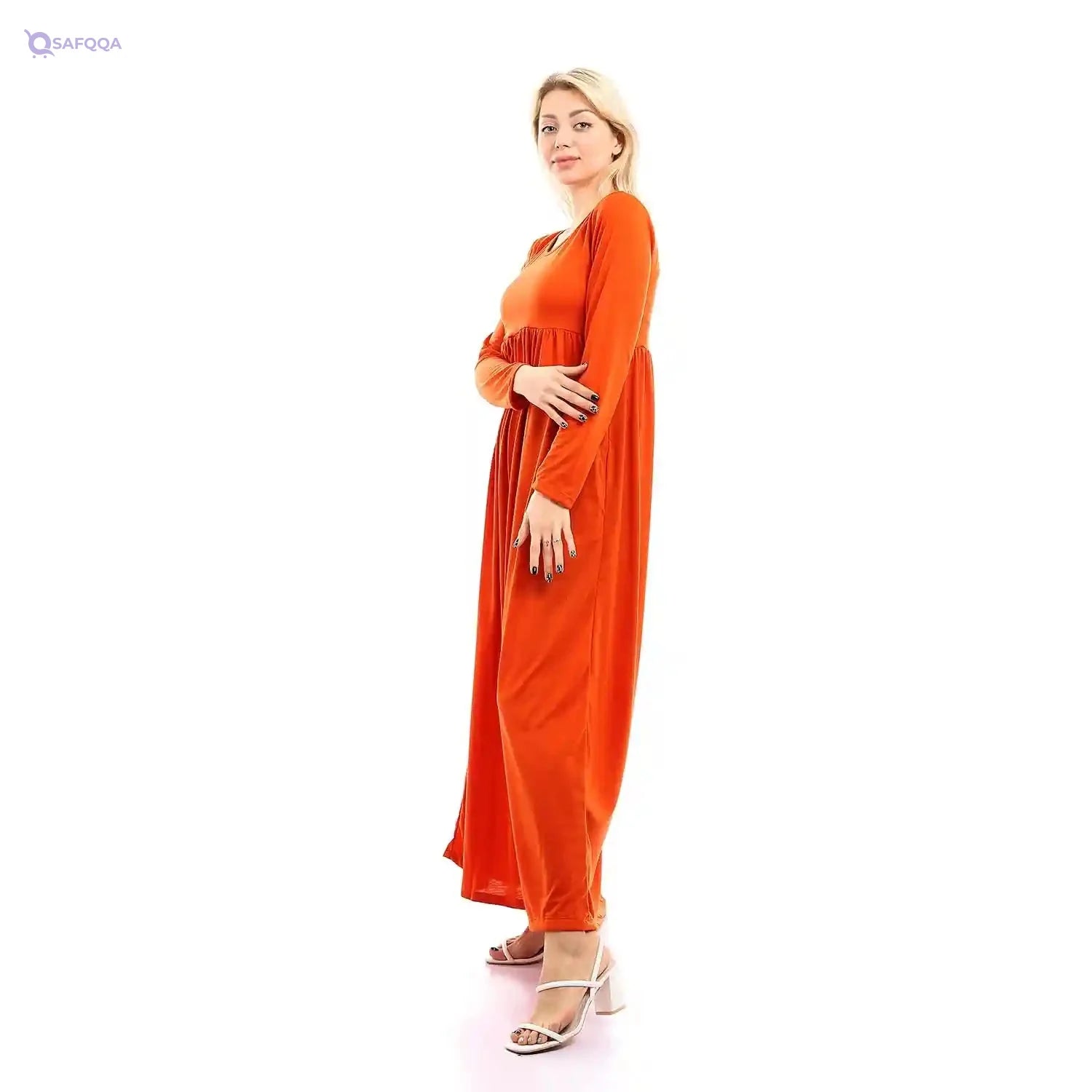 JAMILA Women Long Sleeves Solid Summer Maxi Dress DRESS - Safqqa Egypt