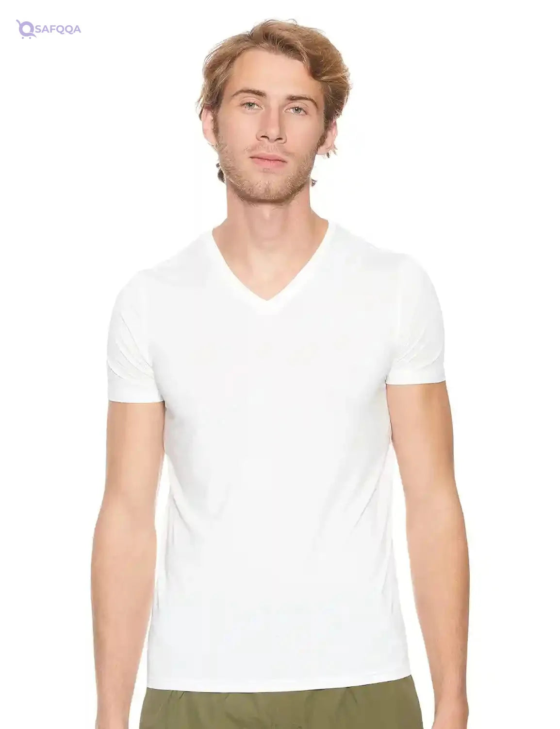 Magma V-Neck Back-Logo Solid Slim-Fit Sports T-Shirt for Men - Safqqa Egypt