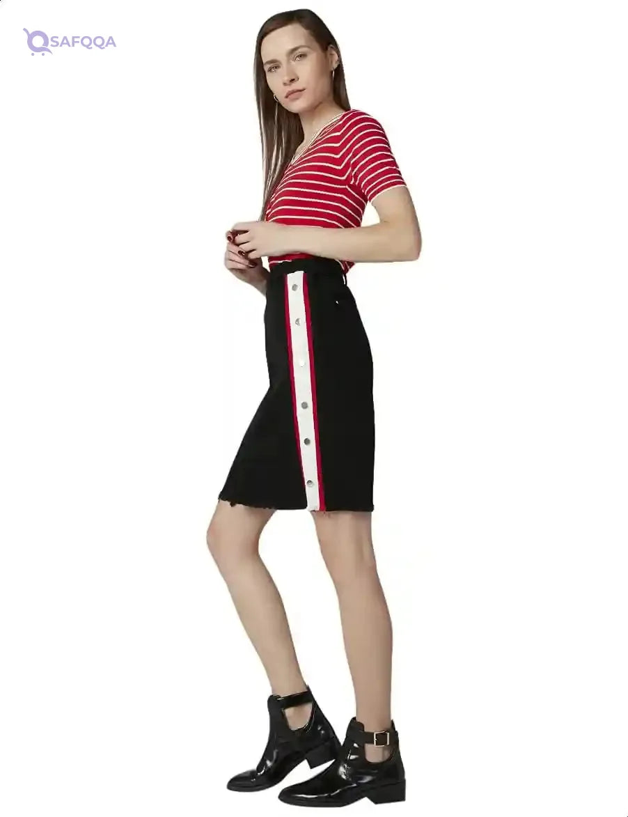 2Xtremz Striped Short Sleeves V Neck T-shirts for Women - Safqqa Egypt