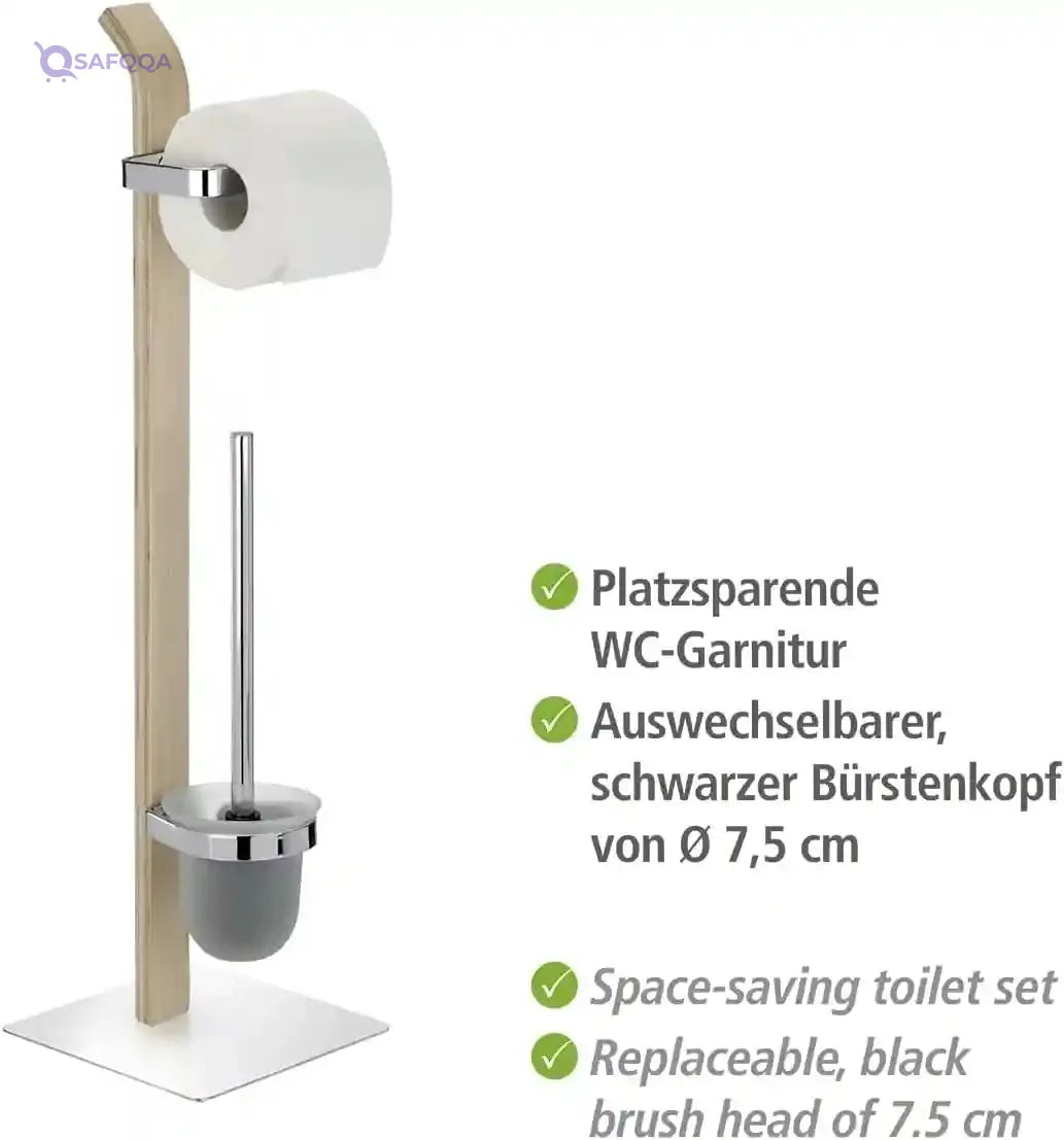 WENKO 20397100 Free standing toilet brush Samona Nature - Steel, 20 x 71.5 x 20 cm, Chrome-Damage Box - Safqqa