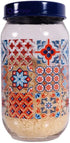 Herevin Mosaic Print Decorated Jar Set 3-Pieces, 425, 660 and 1000 ml Capacity, Blue - Safqqa