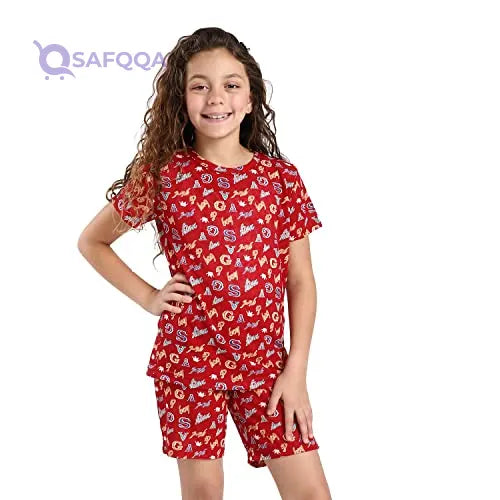 Kady Girls' Printed Pyjama Shorts - Safqqa