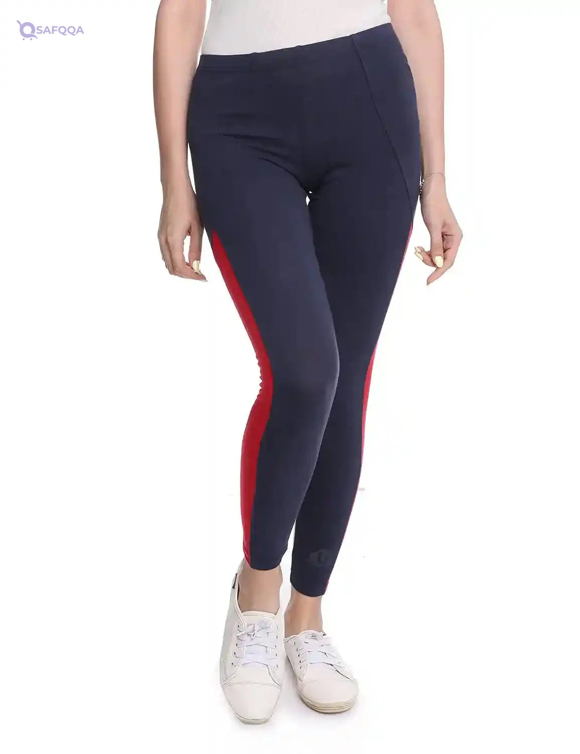 ankle Length Color-Block Sheer Panel Training Tights for Women - Safqqa Egypt