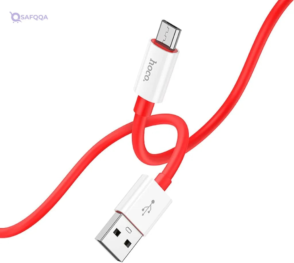 Hoco X87 - Magic Silicone Charging And Data Transmittion Cable (2.4A - 1M), USB-A To Micro-USB Plug, Compatible With Samsung Huawei Xiaomi Oppo - Safqqa