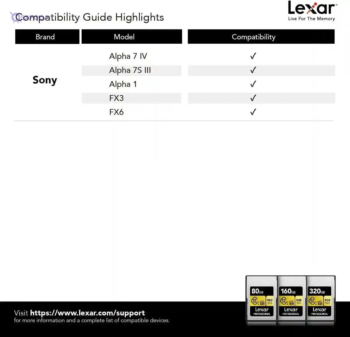 Lexar Professional 160GB CFexpress Type A Gold Series Memory Card, Up to 900MB/s Read, Cinema-Quality 8K Video, Rated VPG 400 (LCAGOLD160G-RNENG) - Safqqa