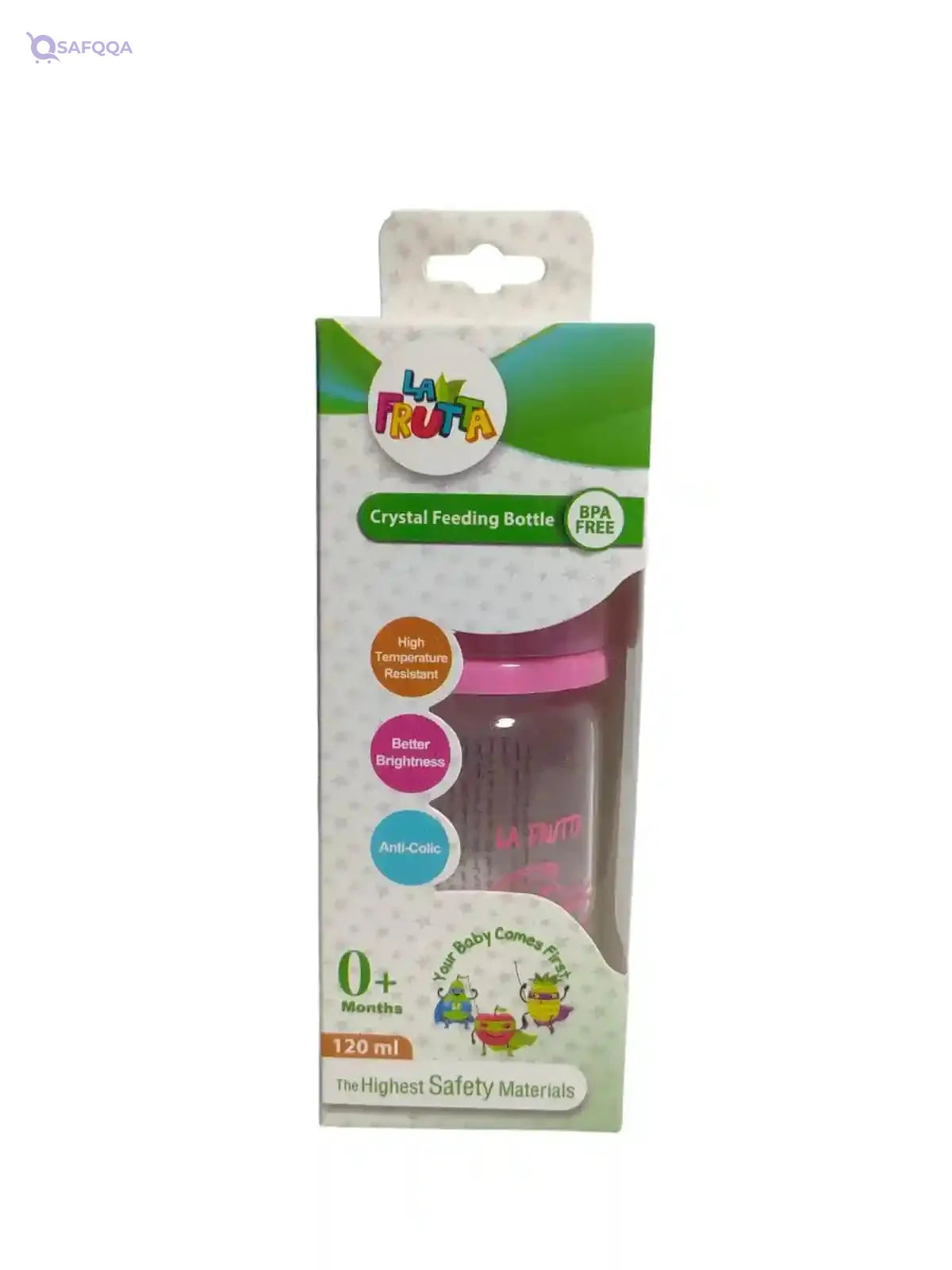 La Frutta baby set (crystal Glass 120ml Bottle & silicone  pacifier) - Safqqa