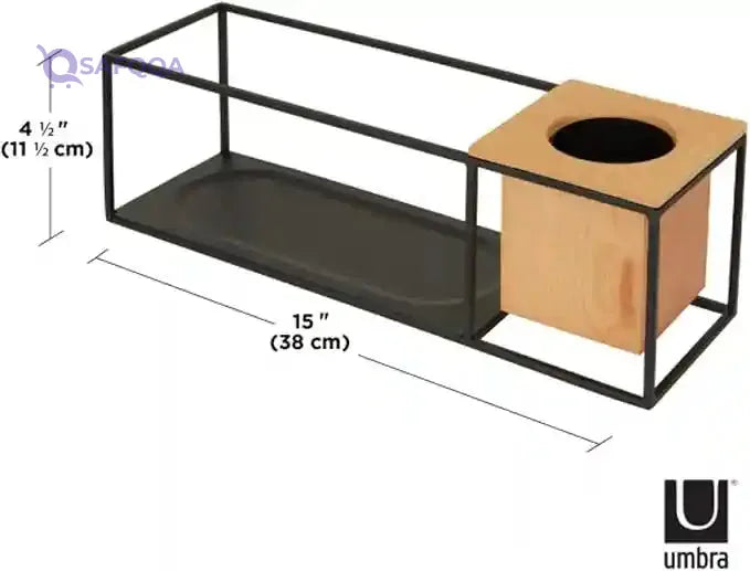 Umbra Cubist Floating Shelf with Built-In Succulent Planter – Modern Wall Décor and Geometric Display Shelf for Books, Candles, Mementos, Photos, Indoor Plants and More! | Small, Black - Safqqa