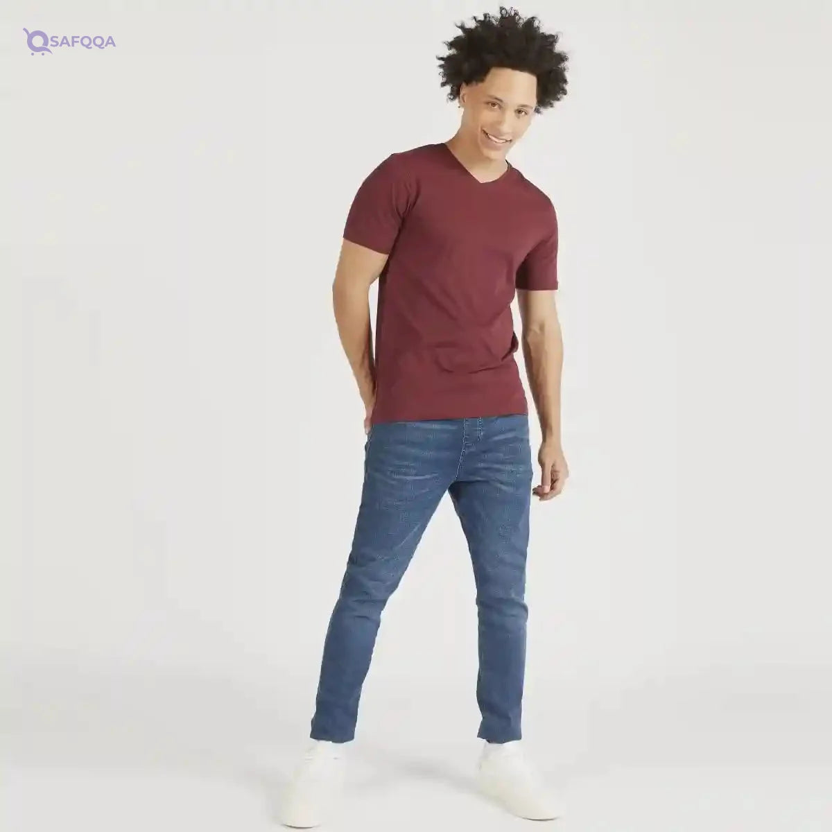 Splash Mens Vneck Solid T-Shirt - Safqqa Egypt