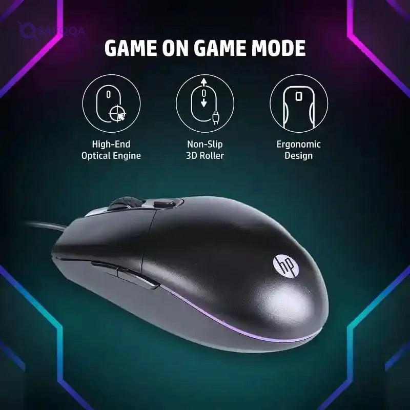 HP M260 RGB Backlighting USB Wired Gaming Mouse, Customizable 6400 DPI, Ergonomic Design, Non-Slip Roller, Lightweighted /3 Years Warranty (7ZZ81AA),Black - Safqqa Egypt
