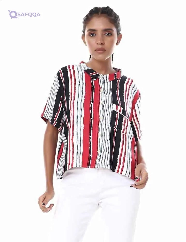 Ravin Loose Fit Striped Shirt for Women - Safqqa Egypt