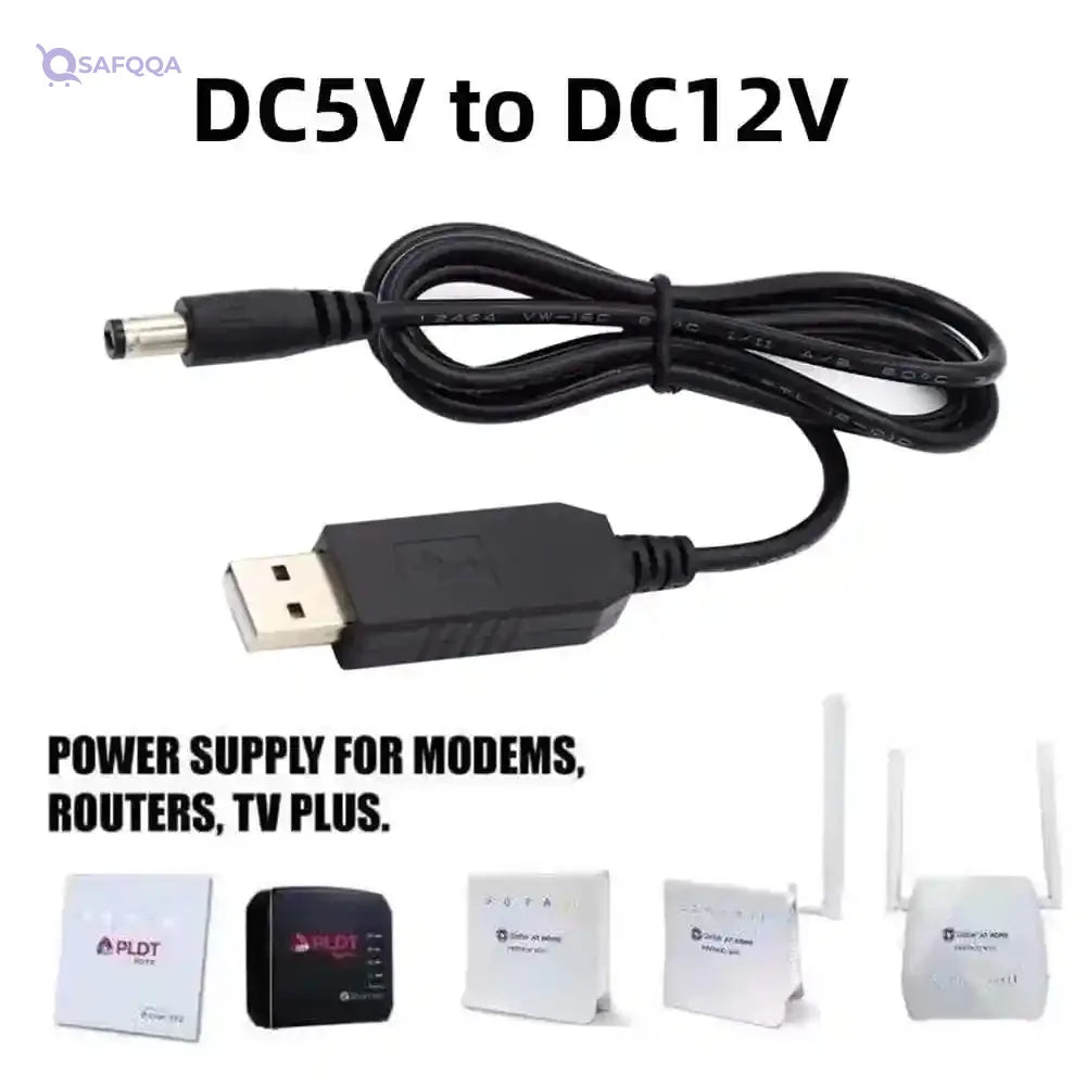 5V USB 2.0 Type-A to 5.5x2.1m Duck 12V Voltage Riser Boost Plug Power Barrel Connector Cable 100cm - Safqqa Egypt