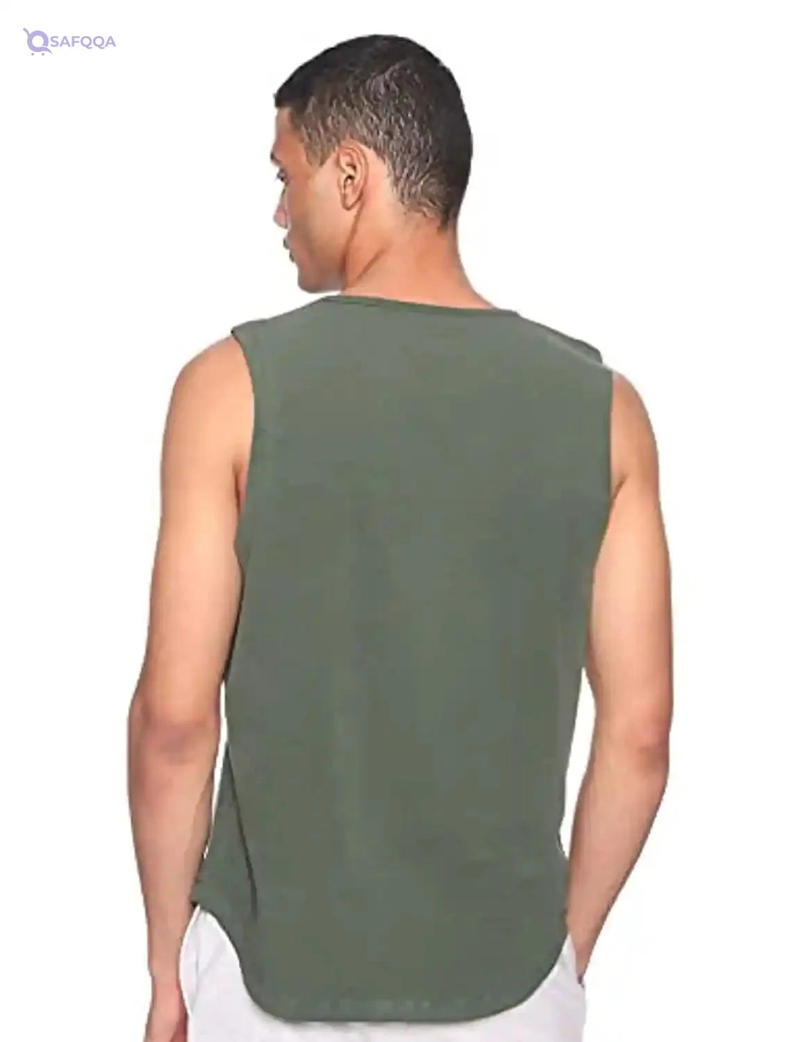 34 By Amr Diab Cotton Round-Neck Chest-Logo Muscle Tee For Men - Safqqa Egypt