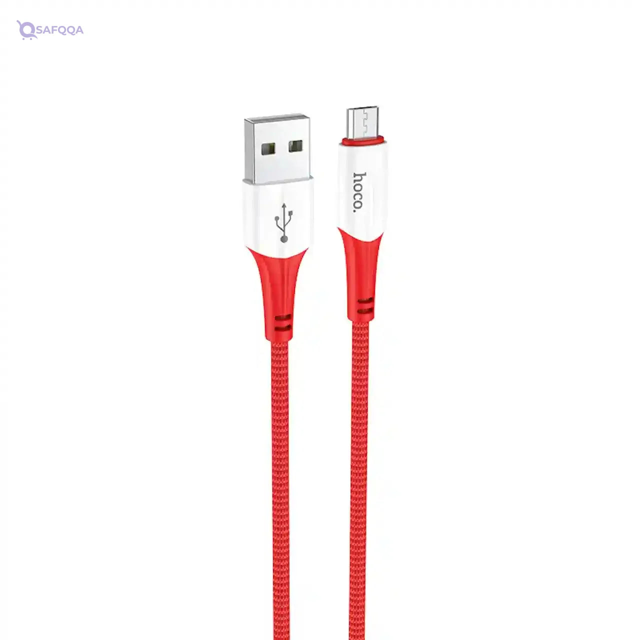 Hoco x70 - ferry charging and data transmittion cable (2.4a -1m), usb-a to micro-usb plug compatible with samsung huawei xiaomi oppo - red - Safqqa