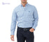 Mens Cotton Lightweight Long Sleeve Fit Button Down Collar Plaid Shirt-Baby Blue - Safqqa