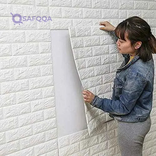 Dengyue Self-Adhesive 3D Brick Wall Sticker – Waterproof Foam Wall Panels for Home Decor, Easy Peel & Stick - Safqqa