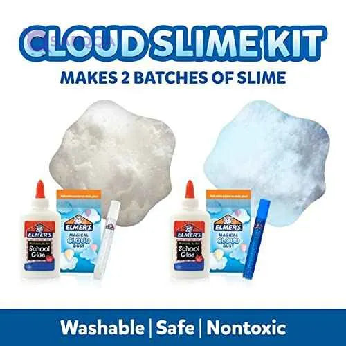 Elmer's Cloud Slime Kit Slime Supplies Include White School Glue, Glitter Glue Pens, Magical Cloud Dust, Liquid Slime Activator, 10 Count - Safqqa