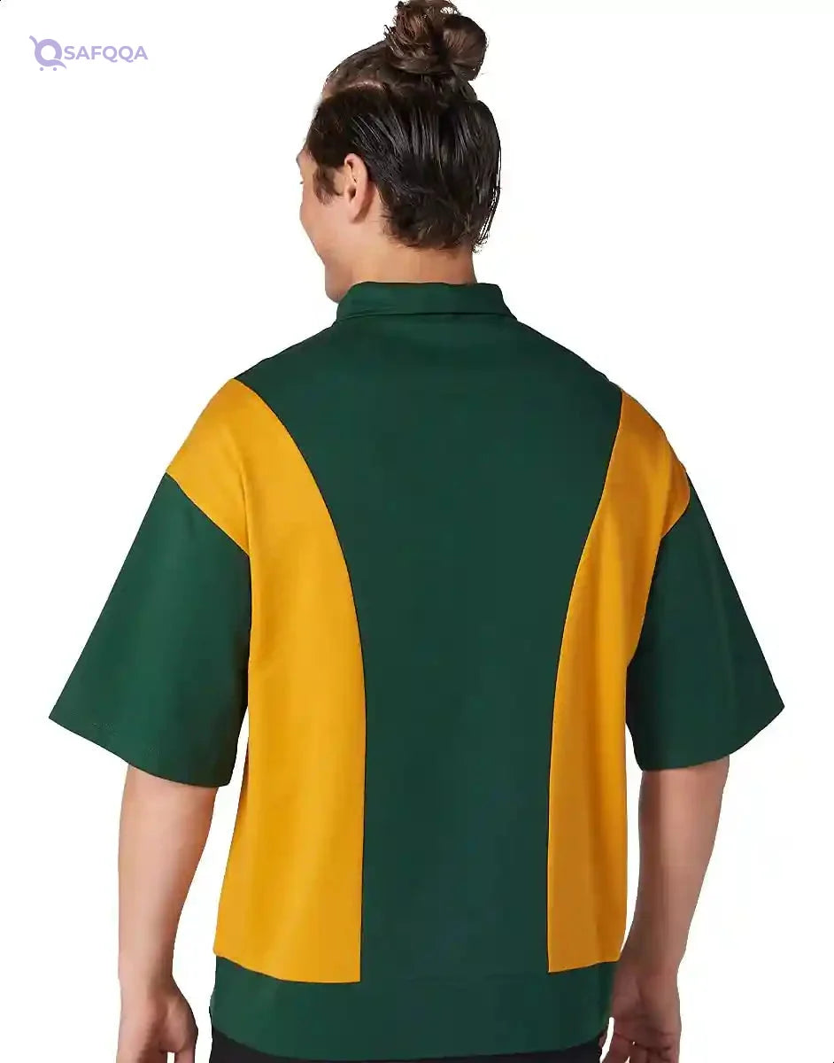 Splash Two-Tone Short Sleeves Zipper Sweatshirt for Men - Safqqa Egypt