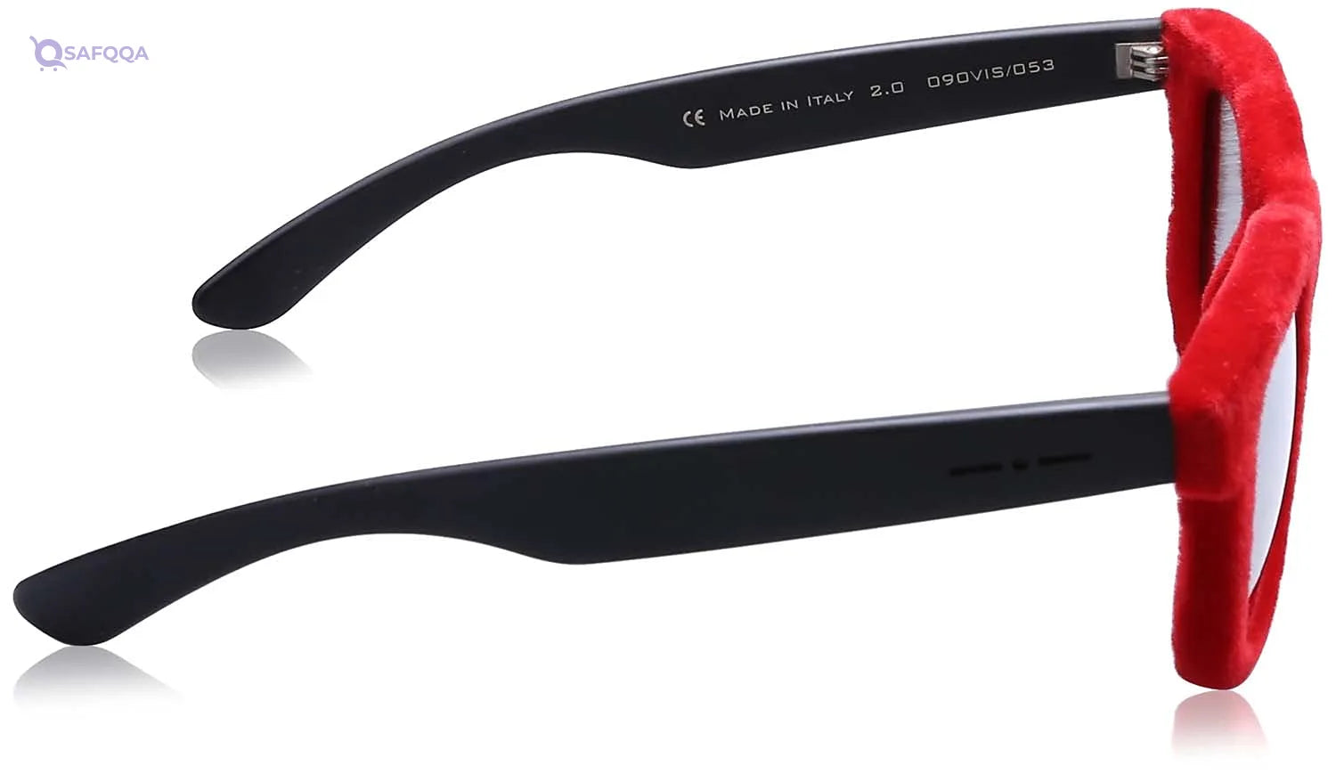 Italia Independent Velvet Effect Frame Grey-Lens Wayfarer Sunglasses for Women - Red - Safqqa