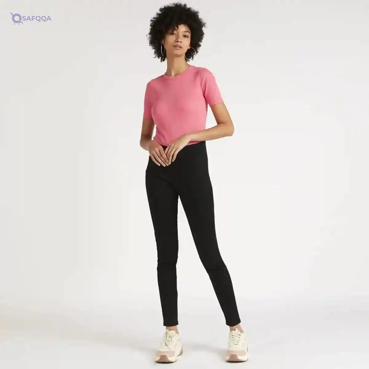 Textured Slim Fit Crew Neck T-shirt with Short Sleeves - Safqqa Egypt