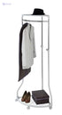 WENKO Coat Rack Freestanding, Clothes Hanger Stand for Entryway, Coat Rack with Shoe Storage, Adjustable Corner Coat Rack, White/Chrome, Holds up to 110lbs, 27.6 x 44-65.4 x 21.7 in - Safqqa
