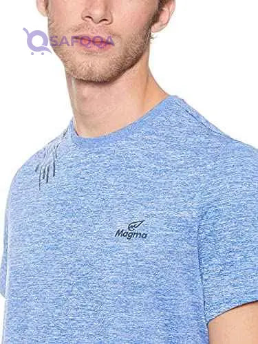 Magma Chest-Logo Round-Neck Short-Sleeve Regular Fit T-shirt for Men - Safqqa Egypt