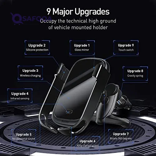 Baseus Rock-Solid Wireless Charger & Electric Phone Holder (Infrared Induction, 10W/7.5W) - Safqqa