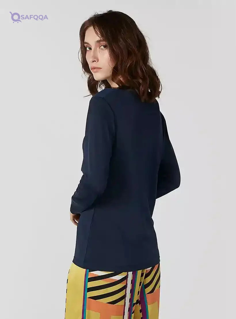 Sustainable Plain T-shirt with Round Neck and Long Sleeves - Safqqa Egypt