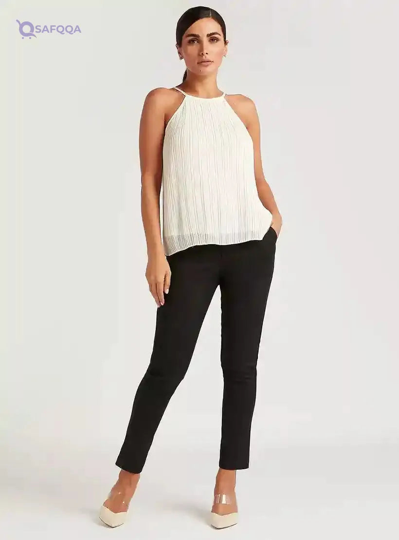 Splash Textured Sleeveless Top with Spaghetti Straps - Safqqa Egypt