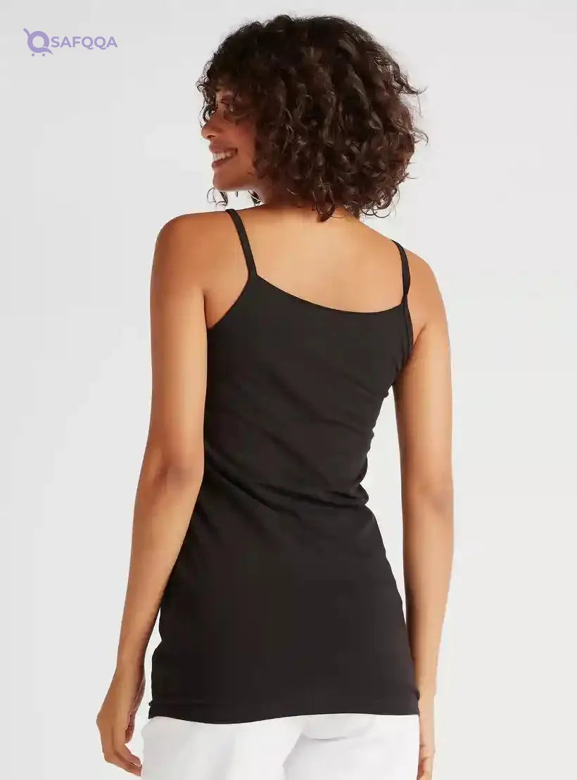 Solid Camisole with Scoop Neck and Spaghetti Straps - Safqqa Egypt