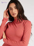 Solid High Neck T-shirt with Long Sleeves - Safqqa Egypt