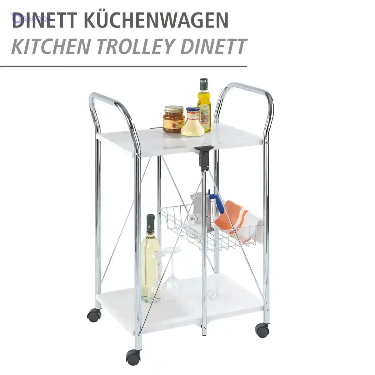 WENKO 3 Tier, Rolling Organizer, Storage Wheels, Metal cart, White - Safqqa