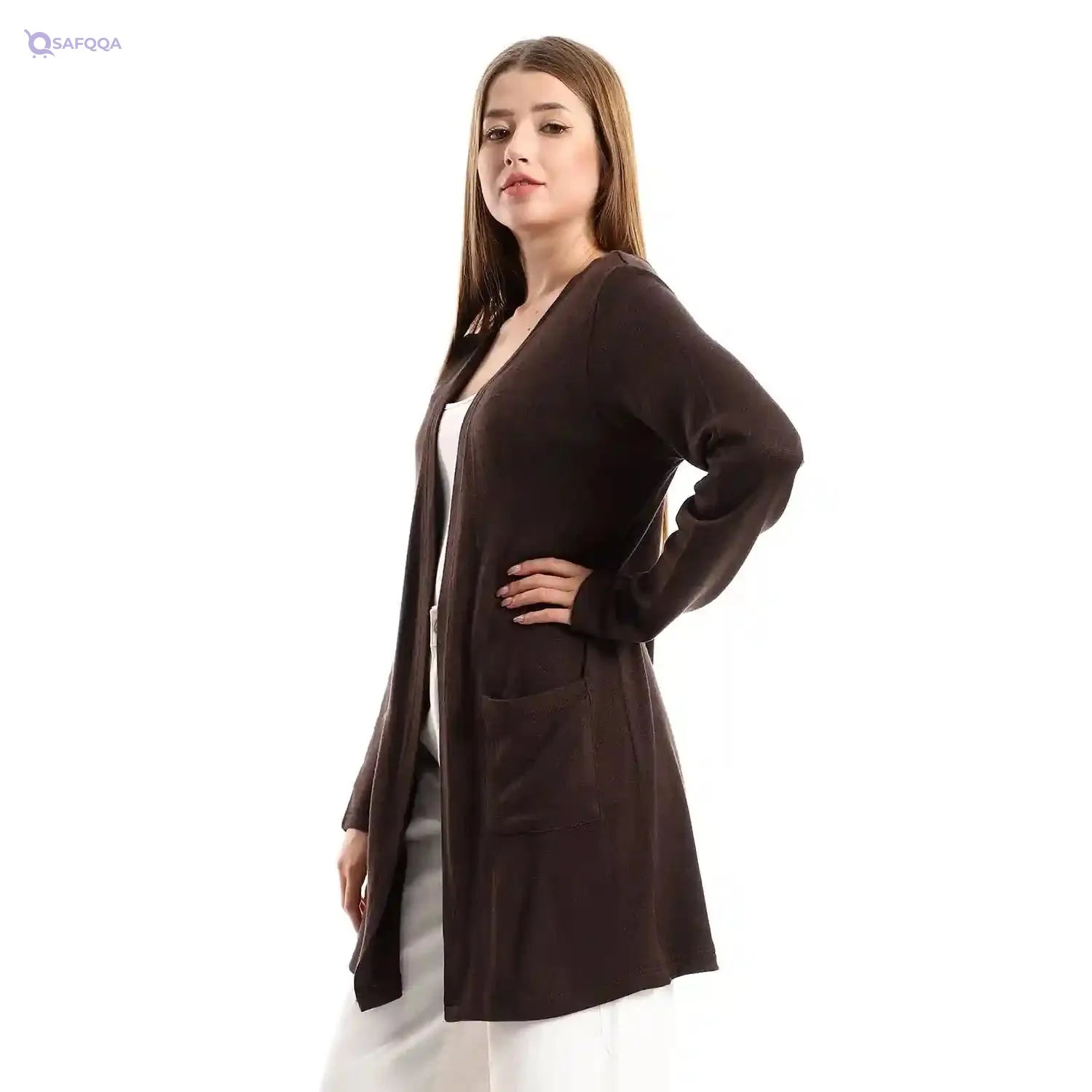 JAMILA Side Pockets Short Cardigan For Women ,Soft, breathable, and lightweight fabric for daily comfort. - Safqqa