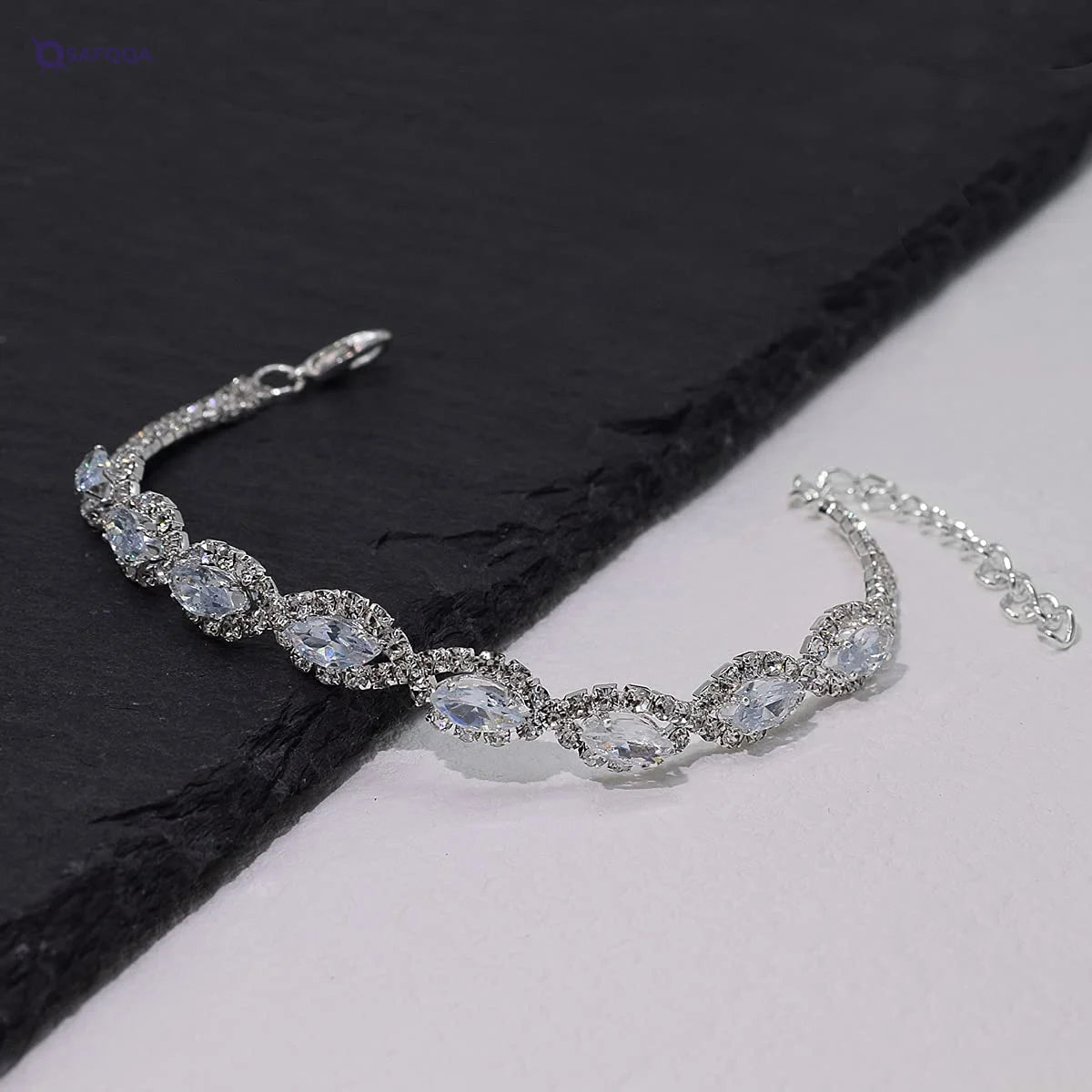 YSOUL CZ Rhinestone Jewelry Set – Necklace & Earrings for Bridal or Evening Wear - Safqqa