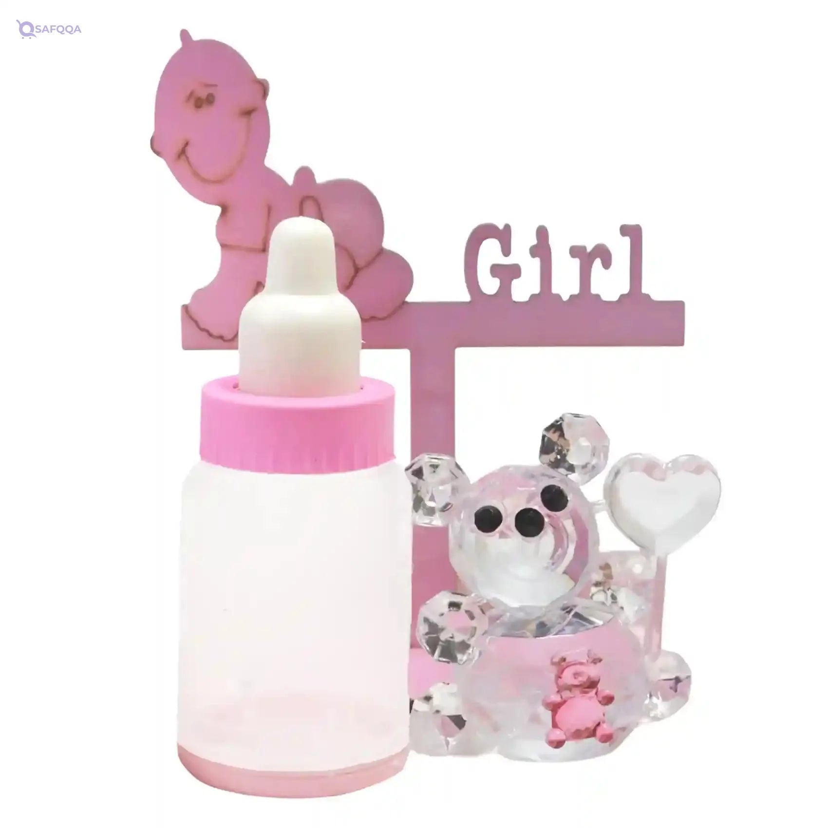 Baby Shower Gift Set for Girls – Pink Baby Bottle Shape - Safqqa