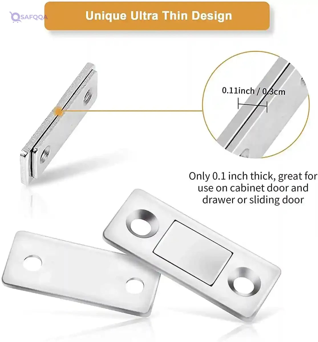 Ultra-Thin Magnetic Door Catch with Screws – Cabinet, Drawer & Sliding Window Closer - Safqqa