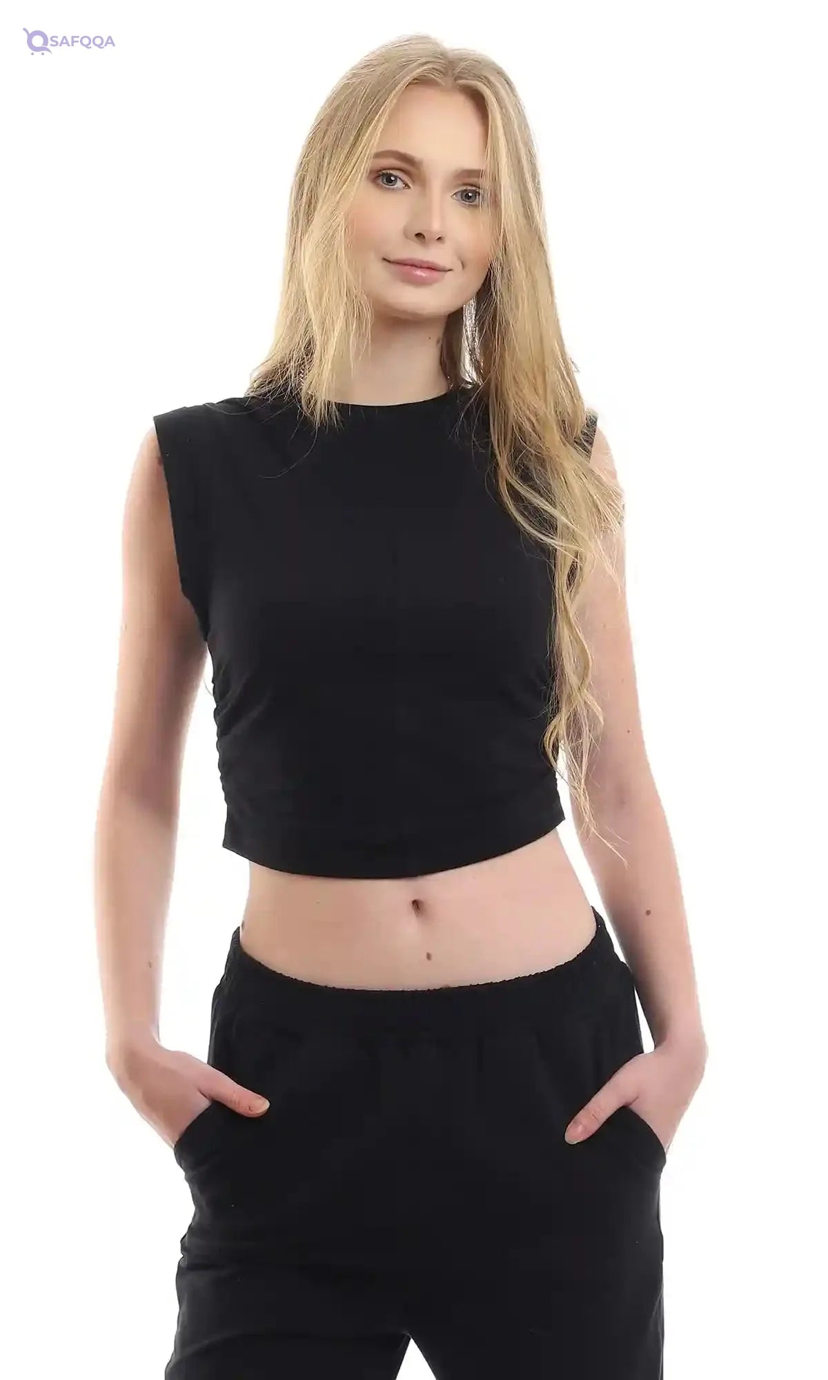 Ravin Women Elastic Sides Roll Up Cap Sleeves Top Blouse - Safqqa Egypt