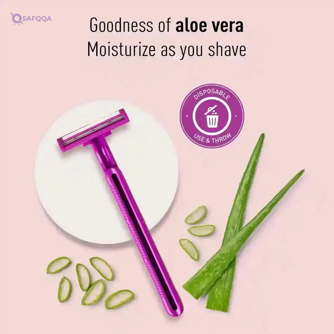 Sirona - Pack of 5 - Disposable Hair Removal Razor for Women | Aloe Boost | for Arms, Legs & Bikini Line | 2 Blade Shaving Razor - Safqqa
