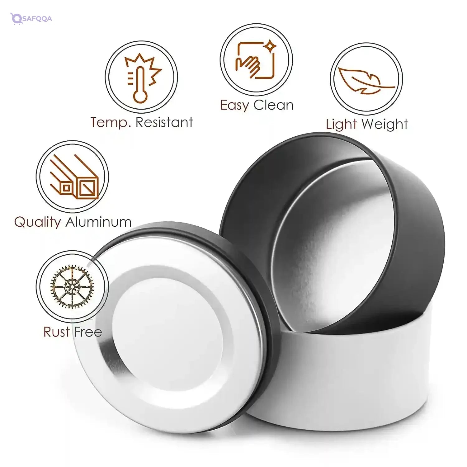 Hearth & Harbor Tin Candle Jars for Making Candles - DIY Containers with Lids Metal Bulk Tins Storage (12 Pieces) - (8 Ounces) Solid Black and White - Safqqa