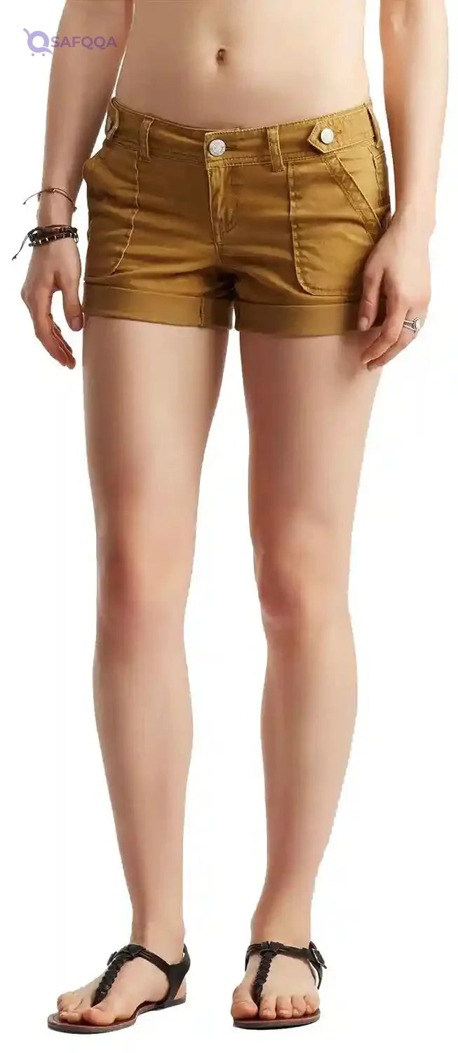 AEROPOSTALE Stitched Side Welt Pockets Rolled Up Hem Waist Tab Buttons Hot Shorts for Women - Safqqa Egypt