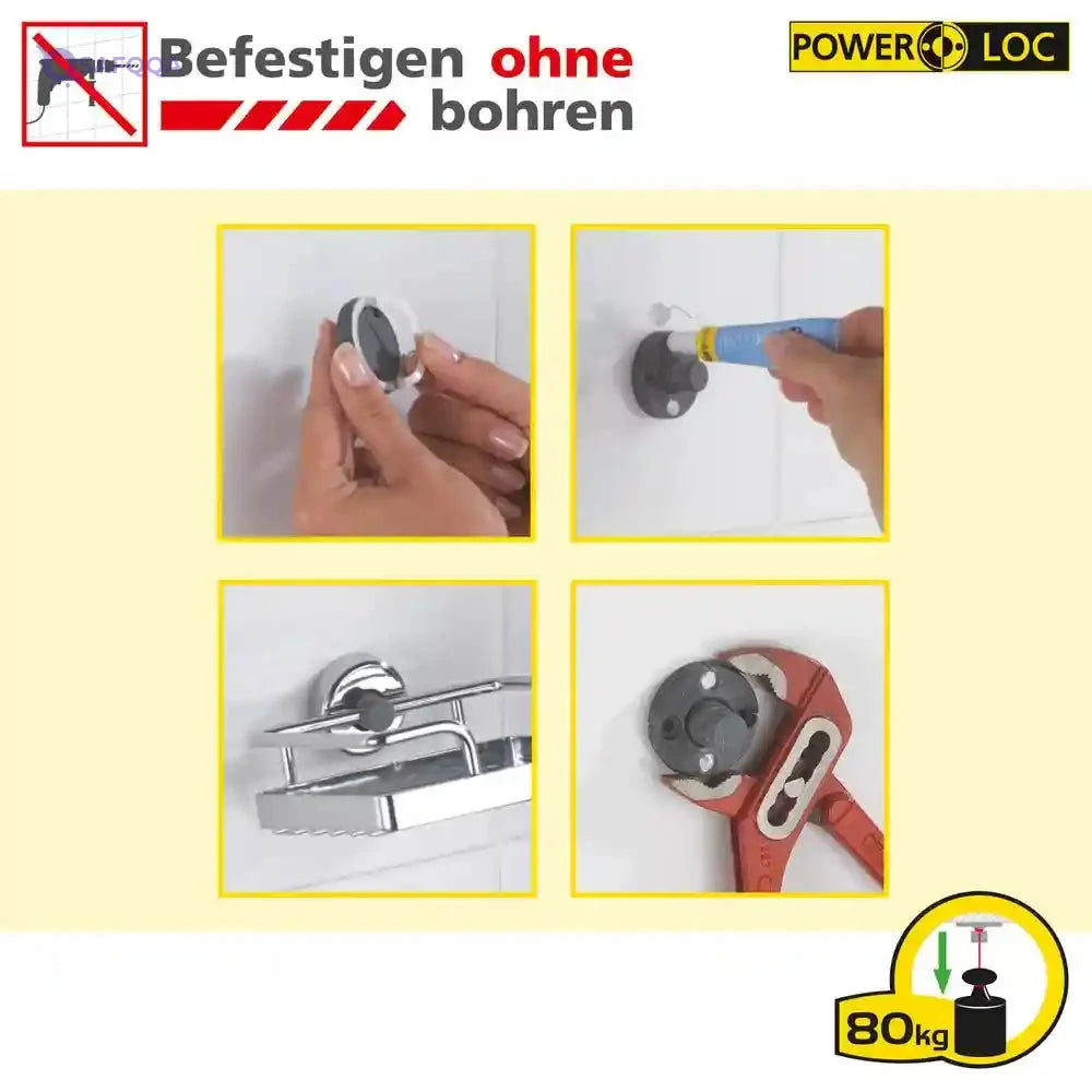 وينكو مراة حائط باور لوك® باضاءة LED من اورا، مصنوعة من الستيل، تثبت بدون ثقب، مراة مكبرة لمستحضرات التجميل والتزيين، 20×24.5×10-40 سم، كروم - Safqqa