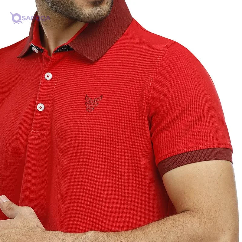 Coup Slim Fit Plain Polo Shirt With Short Sleeves And Button Closure For Men, - Safqqa