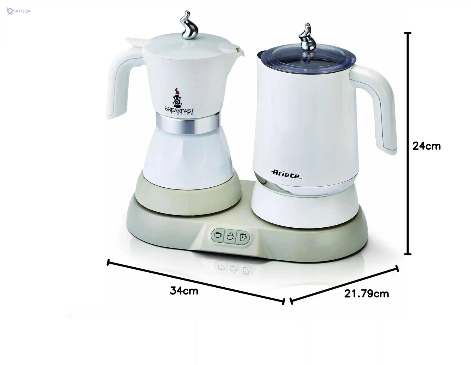 Ariete 1344, Breakfast Station, 3 Products in 1: Moka Pot, Kettle, Hot and Cold Milk Frother - Safqqa